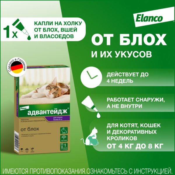 Адвантейдж для кошек более 4 кг (0,8 мл)