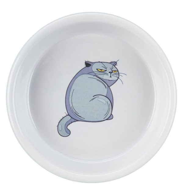 Миска с рисунком "Кот", керамика, 0.25 л/13 см, серый (250 мл)