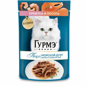 Паучи для кошек Нежное филе Морской дуэт с креветкой и лососем в соусе, 1 шт (1 шт)