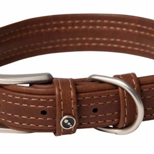 Ошейник серия "Leather", коричневый (ЮАР) (XL)