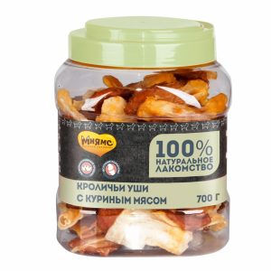 Лакомство для собак: кроличьи уши с куриным мясом (80 г)