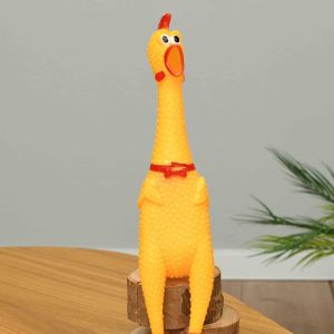 Игрушка пищалка для собак, желтая курица (16 см)