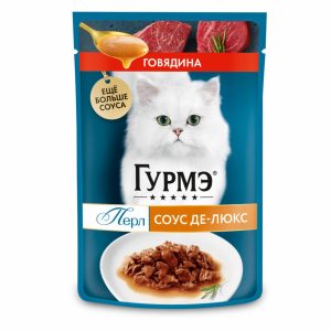 Влажный корм Перл Соус Де-люкс для кошек, с говядиной в роскошном соусе, 1 шт (1 шт)