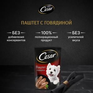 Влажный корм для взрослых собак, паштет с говядиной (80 г)