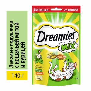 Лакомство Dreamies MIX для взрослых кошек, с мятой и курицей, 12шт (1.68 кг)
