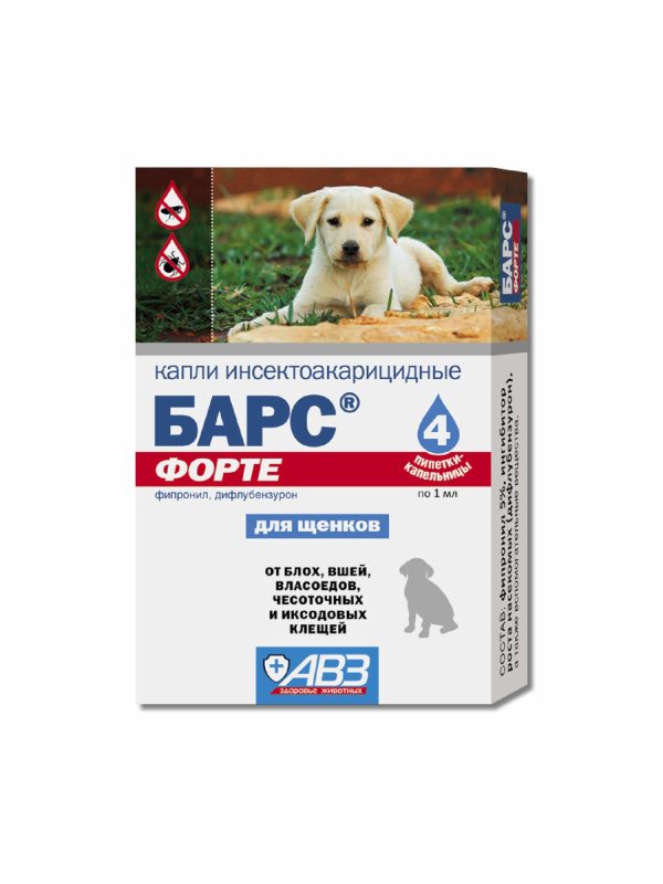 Капли БАРС форте от блох и клещей для щенков (4 * 1 мл)