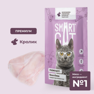 Паучи для взрослых кошек и котят кусочки кролика в нежном соусе. Влажный корм (85 г)