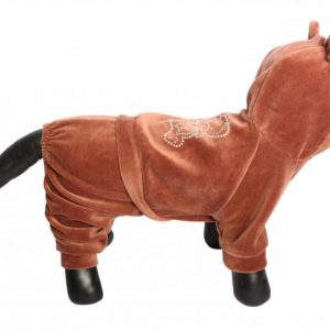Велюровый комбинезон для миниатюрных собак, Bear (коричневый) (XS)