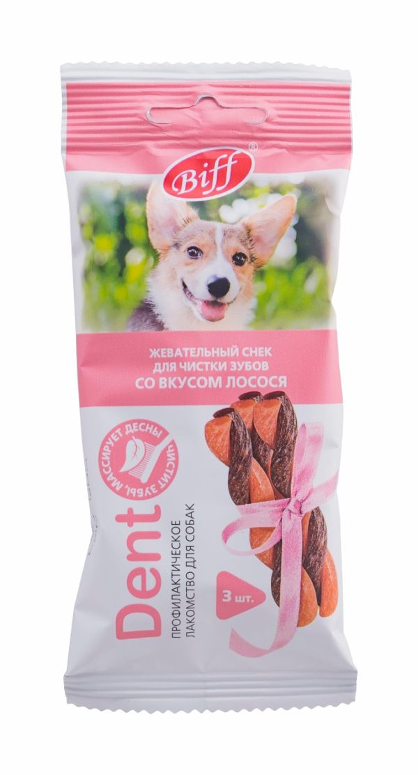Жев снек DENT со вкусом лосося для собак мелких пород (3 шт) (40 г)