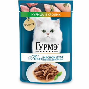Паучи для кошек Нежное филе Мясной дуэт с курицей и кроликом в соусе, 1 шт (1 шт)