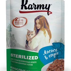 Бокс 12 шт. Паучи для стерилизованных кошек и кастрированных котов с лососем в соусе (960 г)
