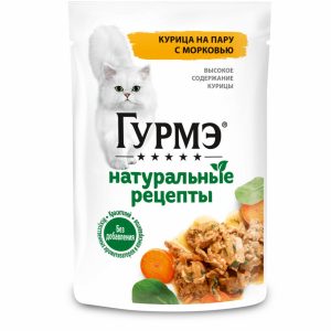 Влажный корм Натуральные рецепты для кошек, курица на пару с морковью, 1 шт (1 шт)