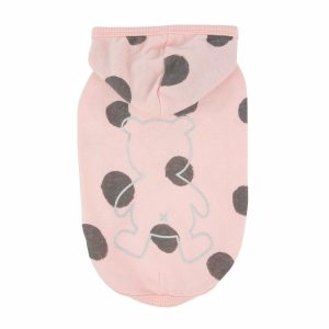 Футболка с капюшоном, в крупный горох с медвежонком на спине (L)