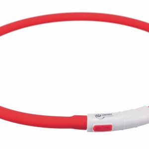 Мигающее кольцо для собак USB, силикон, красное (60 г)