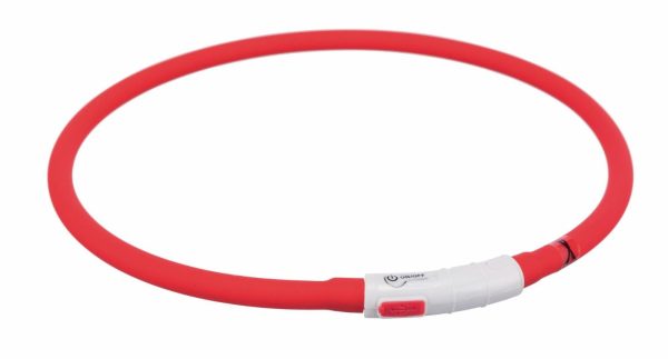Мигающее кольцо для собак USB, силикон, красное (60 г)