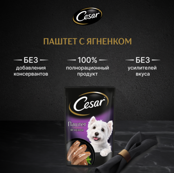 Влажный корм для взрослых собак, паштет с ягненком (80 г)