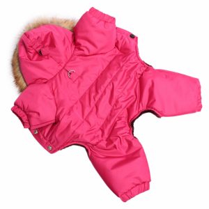 Комбинезон для собак, розовый, коричневая подкладка (унисекс) (XS)
