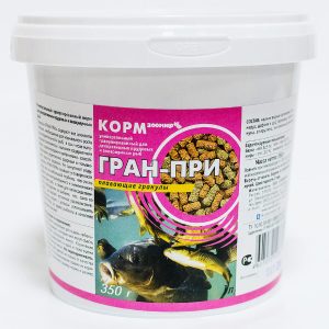 Корм для прудовых и крупных аквариумных рыб разных видов "ГРАН-ПРИ", плавающие гранулы (350 г)