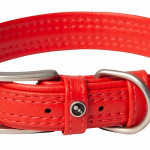 Ошейник серия "Leather", красный (ЮАР) (L)