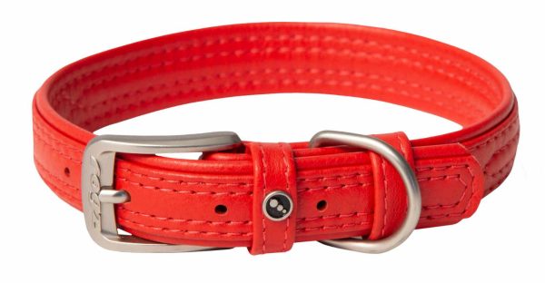 Ошейник серия "Leather", красный (ЮАР) (S)