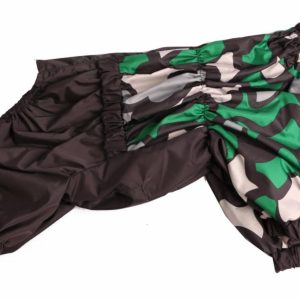 Дождевик для китайской хохлатой собаки, серый с зелёным и белым (M)