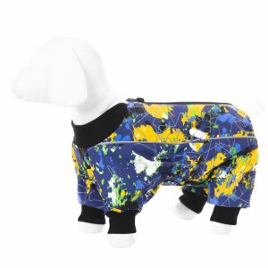 Комбинезон для собак малых пород, на флисе с рисунком "краски" (XL)