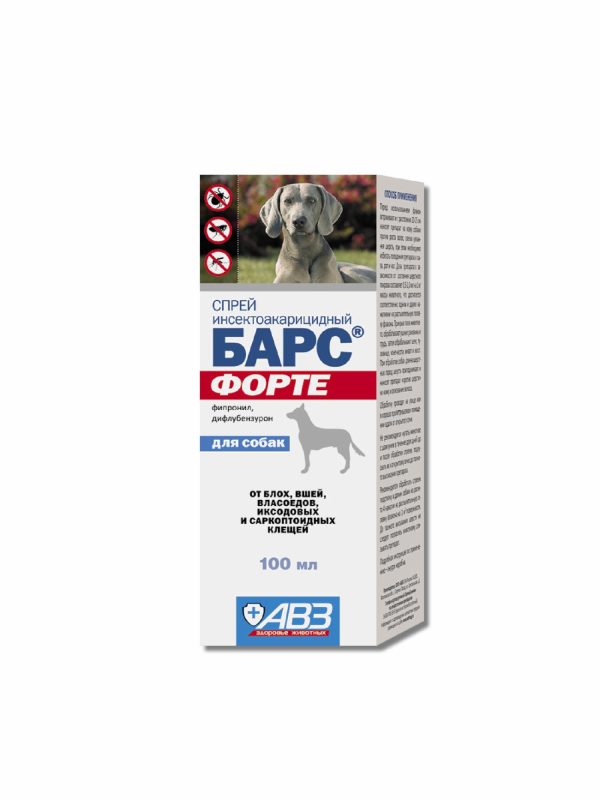 Спрей БАРС форте для обработки собак от блох и клещей (100 мл)