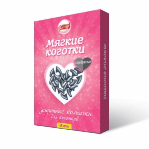 Колпачки на когти для кошек "Мягкие коготки", серебристые (40 шт)