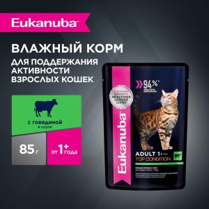 Паучи для кошек с говядиной в соусе (1 шт)