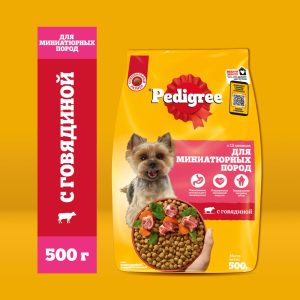 Сухой полнорационный корм PEDIGREE® для взрослых собак миниатюрных пород, с говядиной, 500гр (500 г)