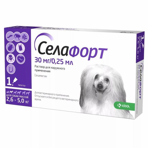 Селафорт для собак 2,6 - 5 кг, 30мг/0,25мл, 1 пипетка (20 г)
