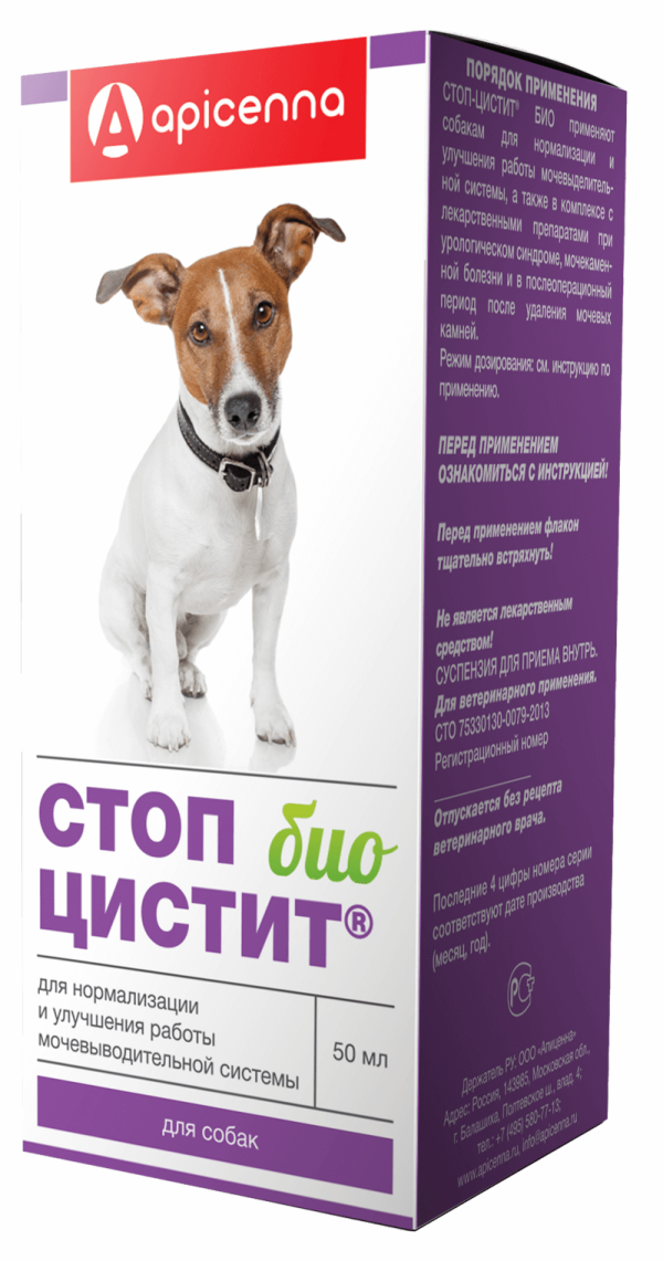 Стоп цистит БИО для собак: лечение и профилактика МКБ, суспензия (50 г)