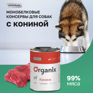Премиум консервы для собак с кониной. Влажный корм (100 г)