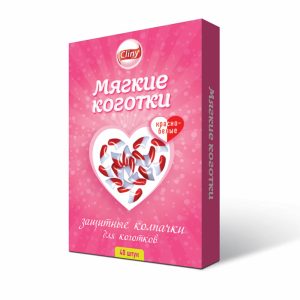 Колпачки на когти для кошек "Мягкие коготки", красно-белые (40 шт)
