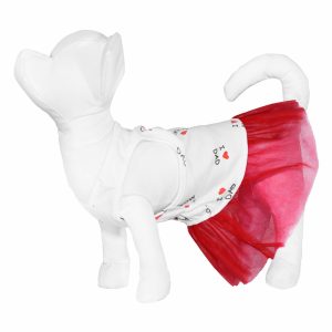 Платье для собаки с красной юбкой из фатина (M)