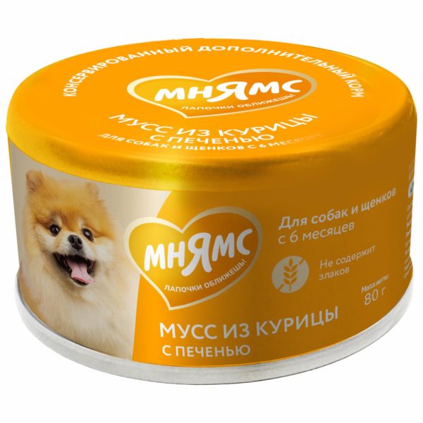 Мусс для собак и щенков старше 6 месяцев курица с печенью (80 г)
