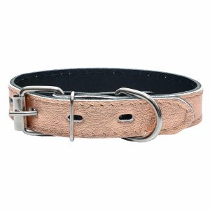 Ошейник кожаный "ROSE GOLD" розовый, 2 слоя (№5)
