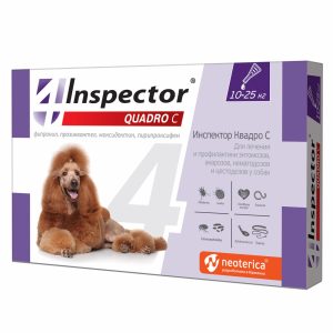 Quadro капли на холку для собак весом 10-25 кг от клещей, насекомых, глистов (2.5 мл)