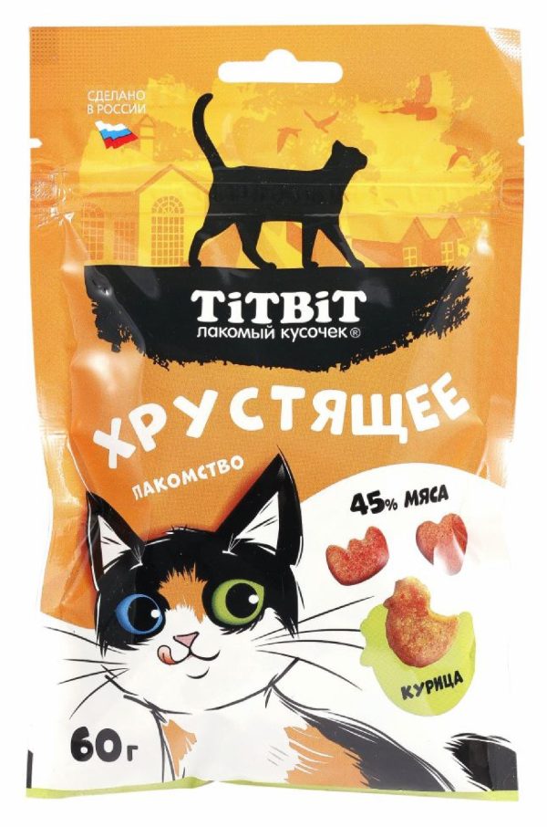 Лакомство хрустящее с курицей для кошек, 60 г (60 г)