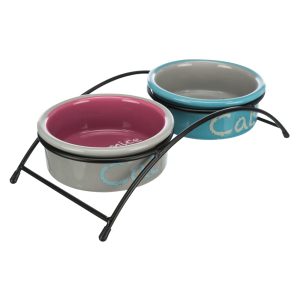 Миски керамические на подставке, 2 х 0,3 л, 12 см (500 г)