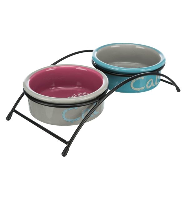 Миски керамические на подставке, 2 х 0,3 л, 12 см (500 г)