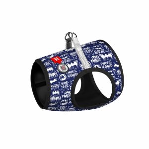 Шлея для собак мягкая "Clothes" c QR паспортом, рисунок "Бэтмен бело-голубой" (XS4)
