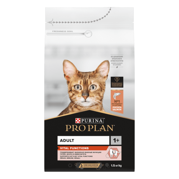 Сухой корм для взрослых кошек, с высоким содержанием лосося, Adult VITAL FUNCTIONS (1.5 кг)