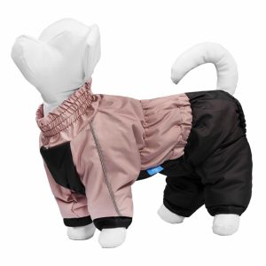 Комбинезон для собак, на флисовой подкладке, коричнево-розовый (XL)