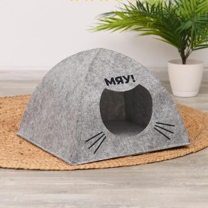 Домик-лежанка для кошек “Мяу!” из войлока, 38х38х28 см (38х38х28 см)
