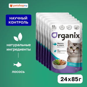 "Упаковка" для стерилизованных кошек "Идеальная кожа и шерсть": лосось в соусе (24 шт)