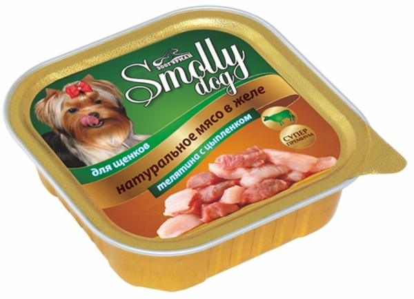Консервы для щенков "Smolly dog" телятина с цыпленком (100 г)