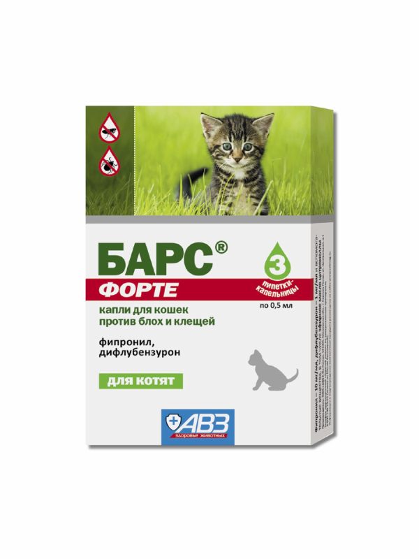 Капли БАРС форте от блох и клещей для котят (10 г)