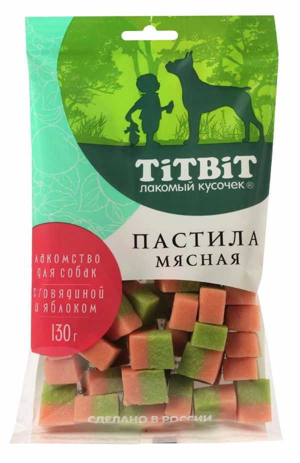 Пастила мясная с говядиной и яблоком, лакомство для собак (130 г)