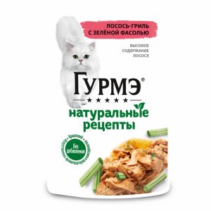 Влажный корм Натуральные рецепты для кошек, лосось-гриль с зеленой фасолью, 1 шт (1 шт)